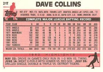 1983 Topps Traded #21T Dave Collins Back