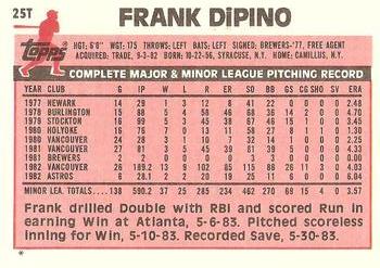1983 Topps Traded #25T Frank DiPino Back
