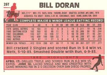 1983 Topps Traded #26T Bill Doran Back
