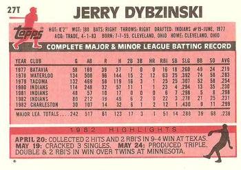 1983 Topps Traded #27T Jerry Dybzinski Back