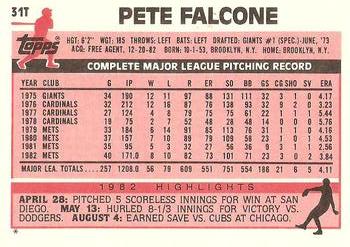 1983 Topps Traded #31T Pete Falcone Back