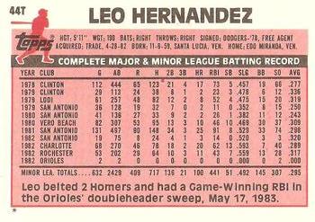 1983 Topps Traded #44T Leo Hernandez Back