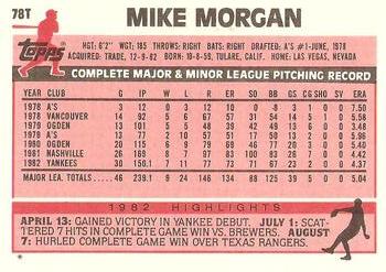 1983 Topps Traded #78T Mike Morgan Back