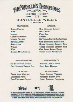 2009 Topps Allen & Ginter #122 Dontrelle Willis Back