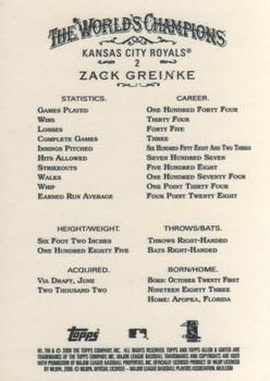 2009 Topps Allen & Ginter #2 Zack Greinke Back