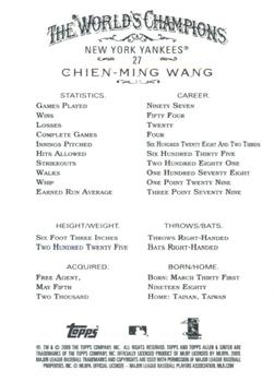 2009 Topps Allen & Ginter #27 Chien-Ming Wang Back