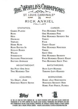 2009 Topps Allen & Ginter #70 Rick Ankiel Back