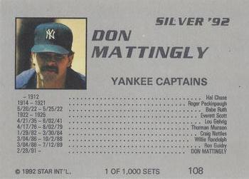 1992 Star Silver #108 Don Mattingly Back