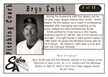 1997 Kroger Salem Avalanche #3 Bryn Smith Back