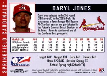 2010 Grandstand Springfield Cardinals #NNO Daryl Jones Back