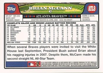 2008 Topps Atlanta Braves #ATL9 Brian McCann Back