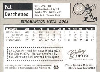 2003 Grandstand Binghamton Mets #11 Pat Deschenes Back
