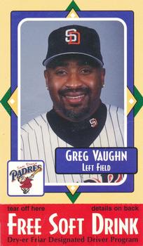 1998 San Diego Padres MADD #NNO Greg Vaughn Front
