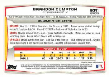 2014 Bowman - Chrome Prospects Black Wave Refractors #BCP81 Brandon Cumpton Back