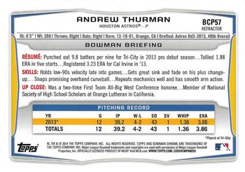 2014 Bowman - Chrome Prospects Orange Wave Refractors #BCP57 Andrew Thurman Back