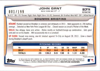 2014 Bowman - Chrome Prospects Purple Refractors #BCP74 John Gant Back