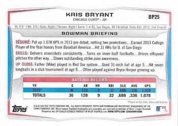 2014 Bowman - Prospects Purple #BP25 Kris Bryant Back