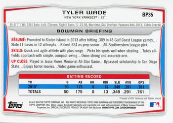 2014 Bowman - Prospects Purple #BP35 Tyler Wade Back