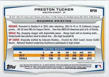 2014 Bowman - Prospects Purple #BP28 Preston Tucker Back