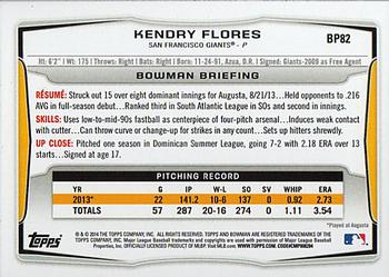 2014 Bowman - Prospects Purple #BP82 Kendry Flores Back