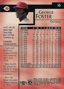 1999 Sports Illustrated Greats of the Game #16 George Foster Back