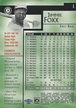1999 Sports Illustrated Greats of the Game #1 Jimmie Foxx Back