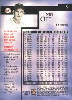 1999 Sports Illustrated Greats of the Game #5 Mel Ott Back