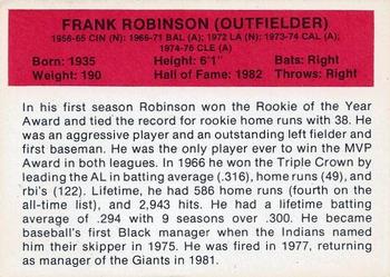 1987 Hygrade All-Time Greats #NNO Frank Robinson Back