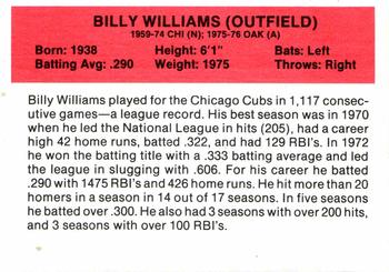 1987 Hygrade All-Time Greats #NNO Billy Williams Back