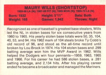 1987 Hygrade All-Time Greats #NNO Maury Wills Back
