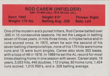 1987 Hygrade All-Time Greats #NNO Rod Carew Back