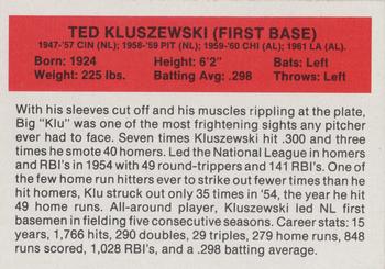 1987 Hygrade All-Time Greats #NNO Ted Kluszewski Back