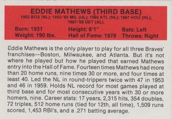 1987 Hygrade All-Time Greats #NNO Eddie Mathews Back