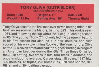 1987 Hygrade All-Time Greats #NNO Tony Oliva Back