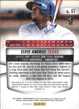 2014 Panini Prizm - Prizms Red White and Blue Pulsar #67 Elvis Andrus Back