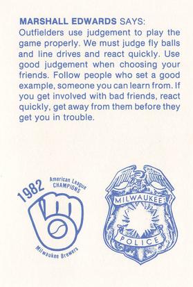 1983 Milwaukee Brewers Police #NNO Marshall Edwards Back