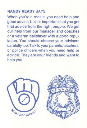 1984 Milwaukee Brewers Police #NNO Randy Ready Back