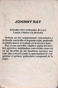 1981-82 Venezuelan Winter League Stickers #69 Johnny Ray Back