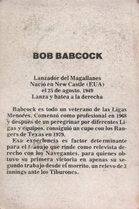 1981-82 Venezuelan Winter League Stickers #174 Robert Babcock Back