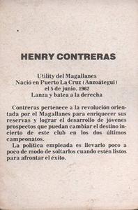 1981-82 Venezuelan Winter League Stickers #178 Henry Contreras Back