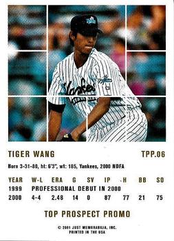 2001 Just 2K1 Top Prospect Promos #TPP.06 Chien-Ming Wang Back
