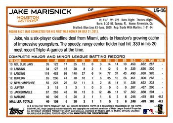 2014 Topps Update #US-46 Jake Marisnick Back
