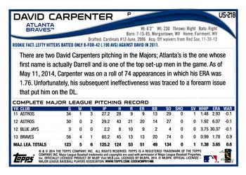 2014 Topps Update #US-218 David Carpenter Back