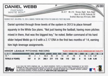 2014 Topps Update #US-330 Daniel Webb Back
