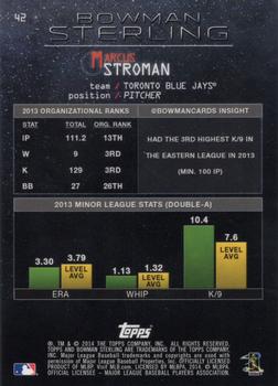 2014 Bowman Sterling #42 Marcus Stroman Back