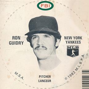 1982 FBI Discs #NNO Ron Guidry Front