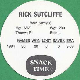 1985 KAS Discs #NNO Rick Sutcliffe Back