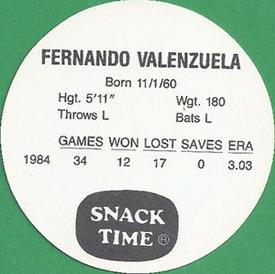 1985 KAS Discs #NNO Fernando Valenzuela Back