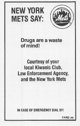 1985 New York Mets Police #5 Keith Hernandez Back