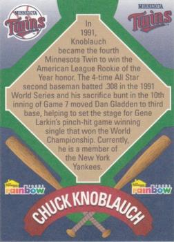 2001 Rainbow Foods Minnesota Twins World Series 10th Anniversary #NNO Chuck Knoblauch Back